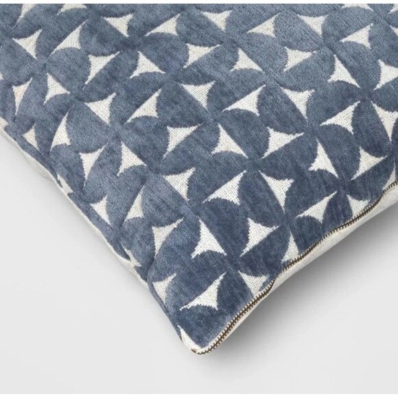 Velvet Jacquard Geo Square Throw Pillow - Teal Blue  - Threshold NEW - Picture 3 of 5